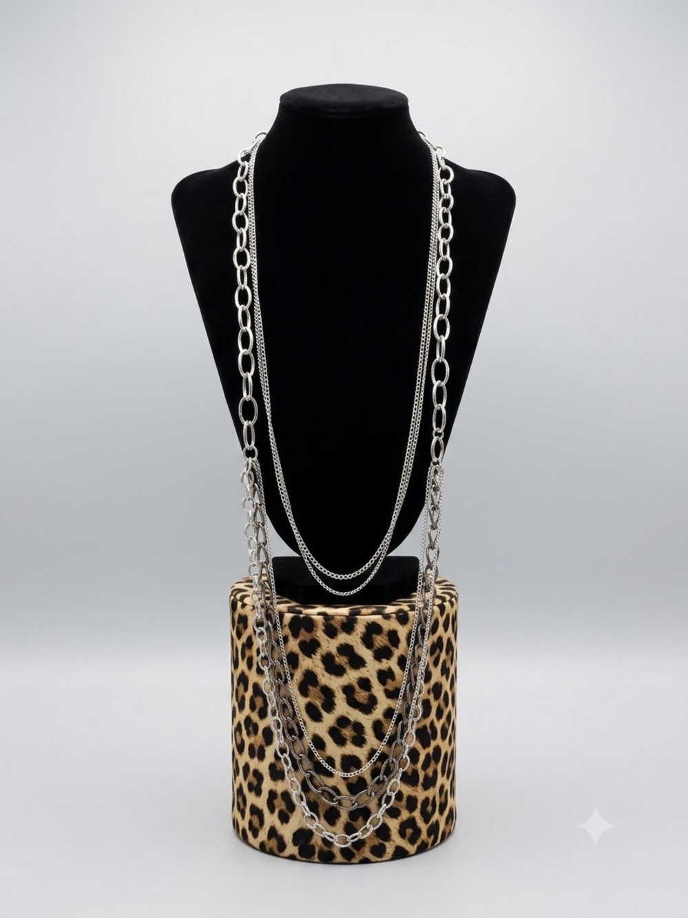 Mixit Leopard Print Crossbody Bag with Silver Chains